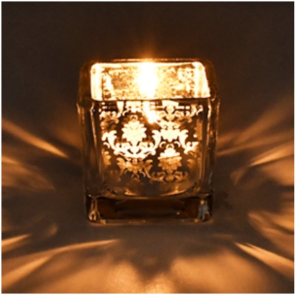 Set of 12 - Square Silver Mercury Glass Tea Light / Votive Candle Holders - Picture 9 of 13